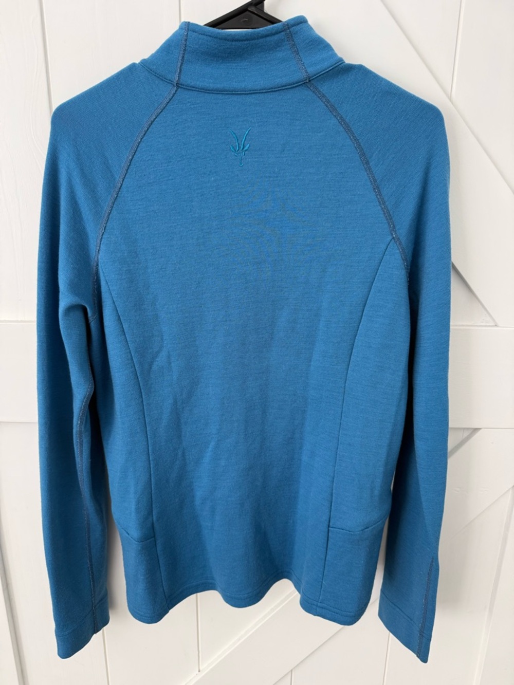 USA Ibex Full Zip 100% Merino Wool Cardigan Sweater Jacket Blue Athletic L - Picture 6 of 16